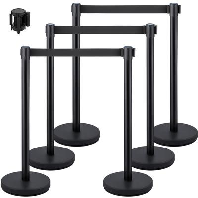 VEVOR 6 PCS Stanchion Posts Stainless Steel Stanchion Queue Post Black Belt Retractable 36In - 6 PCS