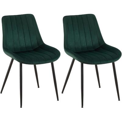 2er Set Esszimmerstuhl mit Füße aus Metall und Sitz aus Samt grün
