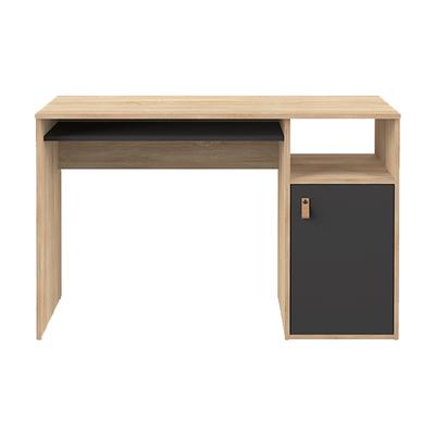 Schreibtisch 1 Nische in Holzoptik, natürliche und schwarze Eiche