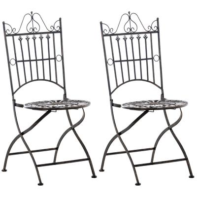 2er Set Gartenstühle klappbar aus Metall bronze