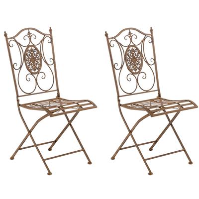 2er Set Gartenstühle klappbar aus Metall antik braun