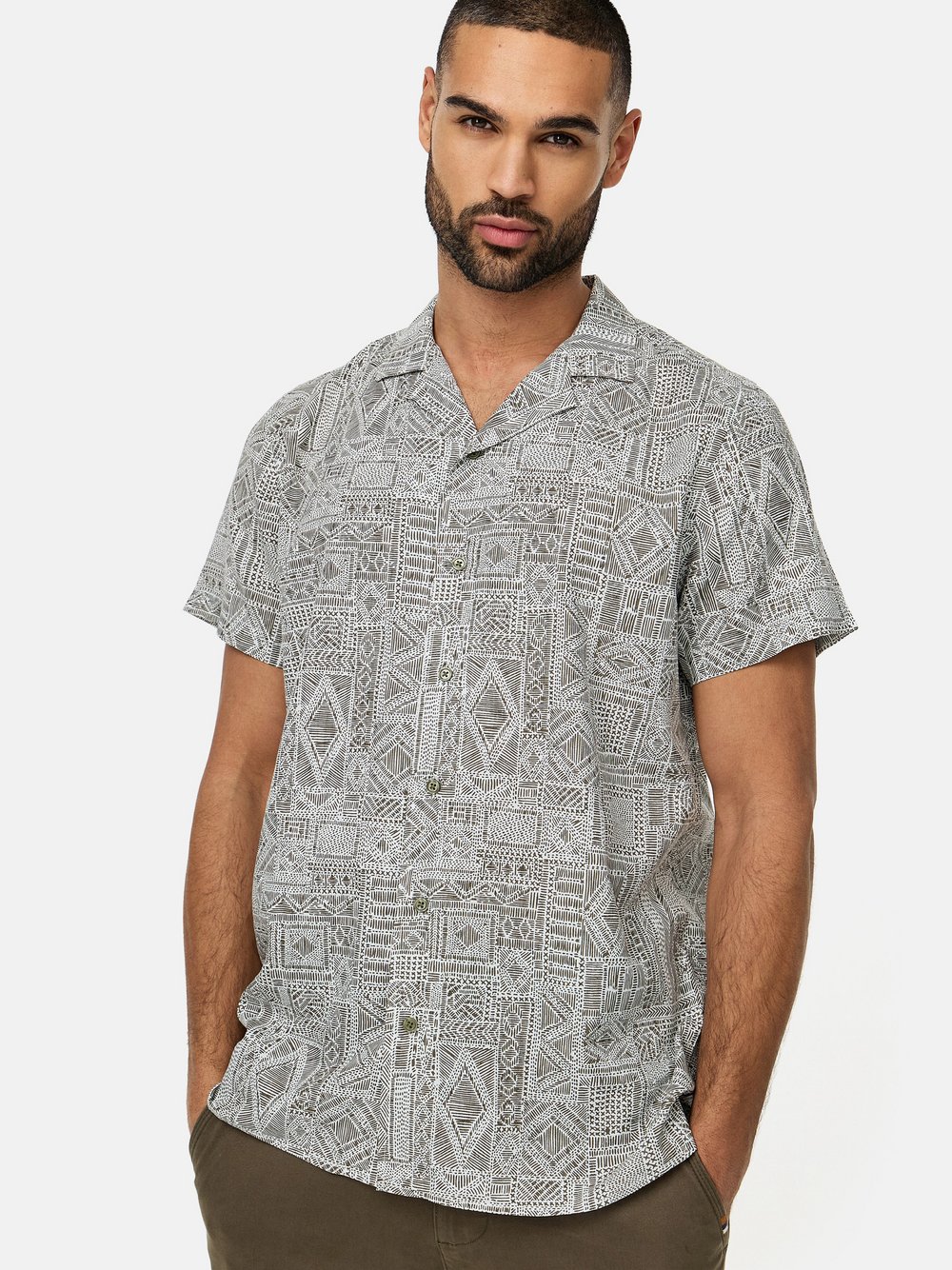 Indicode Hemd Kurzarm Herren Regular Fit Baumwolle beige, M