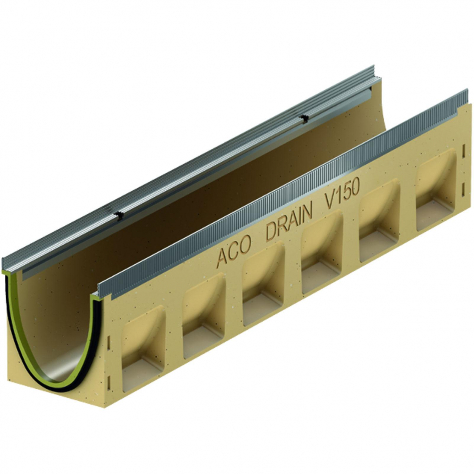 ACO Drain Multiline Seal in V150 Entwässerungsrinne ohne Sohlengefälle, Stahl verzinkt, 1000 mm,5.0 Image