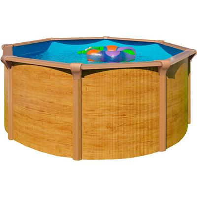 Rundpool KWAD "Green line Evolution", blau (wood, innenfarbe: blau), H:1,32cm Ø:4,6cm, Schwimmbecken, 4,6x1,32 wood Folie in blau, sand oder grau erhältlich