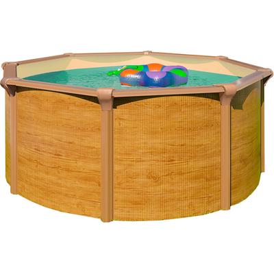 Rundpool KWAD "Green line Evolution", beige (wood, innenfarbe: sand), H:1,32cm Ø:5,5cm, Schwimmbecken, 5,5x1,32 wood Folie in blau, sand oder grau erhältlich