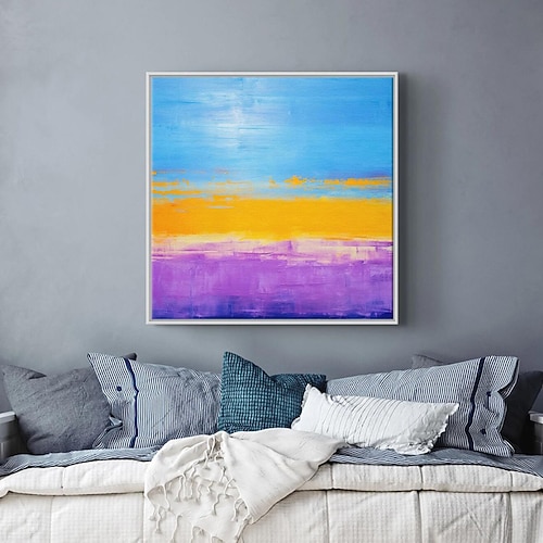 berühmtes handgemaltes orange-lila Kunstwerk von Mark Rothko, handgefertigt auf Leinwand, Expressionismus-Gemälde, große abstrakte Wandkunst für zu Hause, gerahmt und fertig zum Aufhängen Image