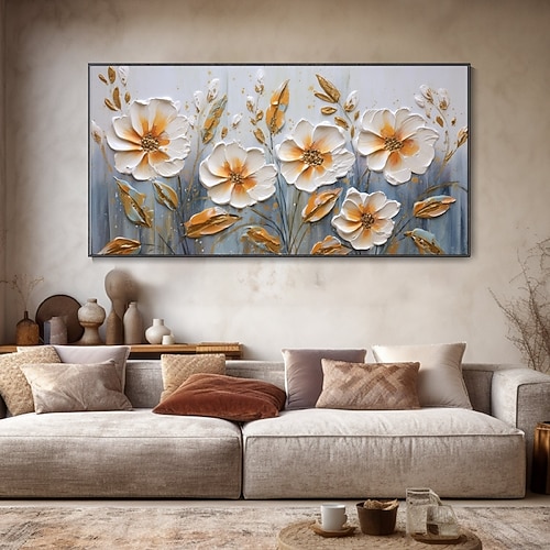 Foral Ölgemälde handgemalt abstrakte 3D Blume Kunst Leinwand Ölgemälde handgemachte natürliche Landschaft Ölgemälde Wohndekoration Rose Blume Ölgemälde Wand Kunst handgemachte Geschenke Image
