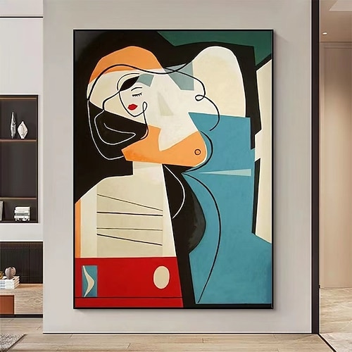 modernes Ölgemälde auf Leinwand, handgemaltes abstraktes Figurenölgemälde, handgemaltes großes abstraktes Ölgemälde, Wandkunst, berühmtes Gemälde für die Heimdekoration Image