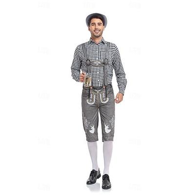 Oktoberfestbier Kostüm Bluse / Hemd Lederhosen Oktoberfest / Bier Bayerisch Bayerisch Wiesn Herren Stoff im traditionellen Stil Bluse Shorts Hut Image