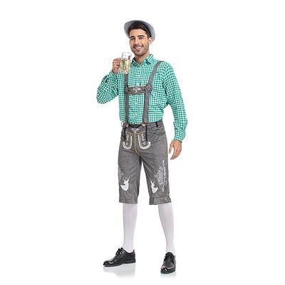 Oktoberfestbier Kostüm Bluse / Hemd Lederhosen Oktoberfest / Bier Bayerisch Bayerisch Wiesn Herren Stoff im traditionellen Stil Bluse Shorts Hut Image