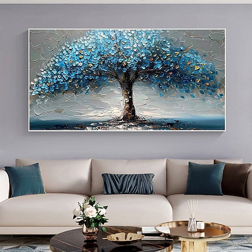 handgemachtes Original Ölgemälde Lebensbaum auf Leinwand Wand abstraktes Baumlandschaftsgemälde für Wohndekoration mit Keilrahmen/ohne Innenrahmen Gemälde Image