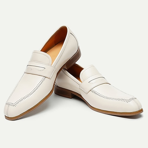 Per uomo Mocassini e Slip-Ons Stampa scarpe Mocassini di vestito Di pelle Pelle bovina pieno fiore italiana Comodo Antiscivolo Mocassino Beige