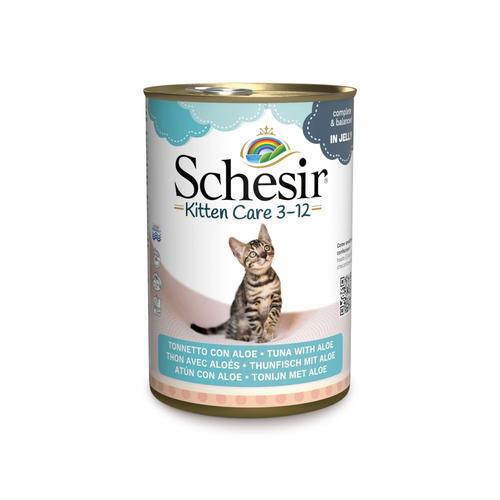 Sparpaket: 12x140g Schesir in Gelee Kitten Thunfisch mit Aloe Katzenfutter nass