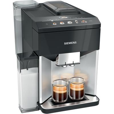 SIEMENS Kaffeevollautomat "EQ500 integral TQ513D01, viele Kaffeespezialitäten, OneTouch-Funktion" Kaffeevollautomaten integrierter Milchbehälter, automat. Dampfreinigung, daylight silber schwarz (daylight silber, klavierlack schwarz)