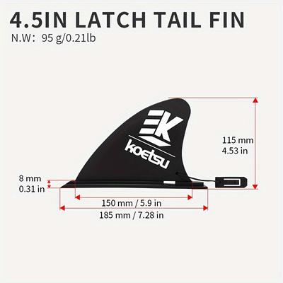 TEMU Koetsu Paddle-in Latch Tail Fin, Surfboard Paddle Board Sup Paddle Board, Removable Racing Fin Water Board
