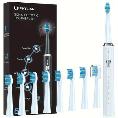 Phylian Electric Toothbrush For Adults-rechargeable Electronic Toothbrushes With 8 Brush Heads, Battery Toothbrushes , 3 Hours Charge For 60 Days