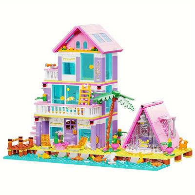 TEMU Building Blocks Toys, Seaside Beach Villa Building Set, Advent Calendar 2023 Construction Toys, 791 Pieces Mini Bricks, Not Compatible With Legoed