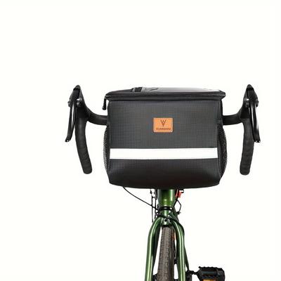 TEMU 1pc Rzahuahu 8l Large Capacity Touch Screen Bike Handlebar Bag - Multi-functional Cycling Pannier With Insulated Cold Protection, Interaction, Lanyard Attachment For Mountain & Road Bikes Image