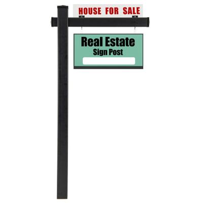 Costway 6 Feet Vinyl UPVC Real Estate Sign Post Realtor Yard Sign Post-Black