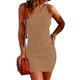 Women's Casual Dress Mini Dress Backless Date Vacation Streetwear Basic One Shoulder Sleeveless Black Wine Khaki Color