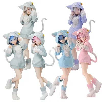 Re Zero Emilia Rem Ram Puck Starting Life in Another World From Zero PVC Action Figure Model Doll