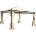 Gazebo pergola baldacchino moderno elegante Cadice acciaio poliestere 4x4m avorio con tende e