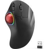 Wireless Trackball Mouse With Greater Hand Support 36Mm Larger Trackball-Precise & Smooth Tracking Rechargeable Ergonomic Mouse With Rgb Backlit