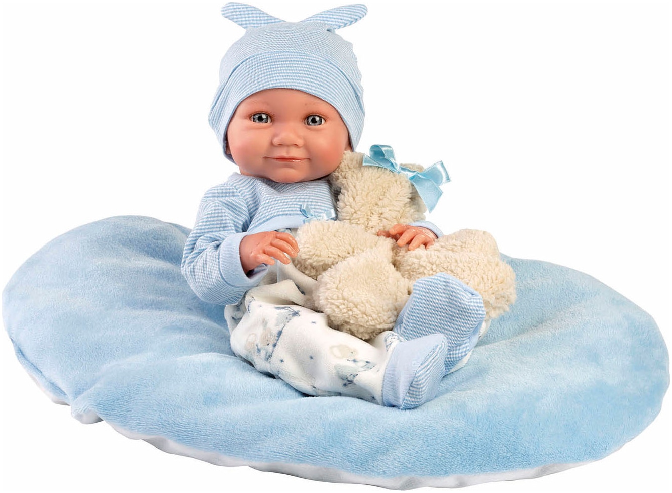 Babypuppe LLORENS "Nico mit Kissen, blau, 40cm", bunt, Puppen, Baby, Made in Europe