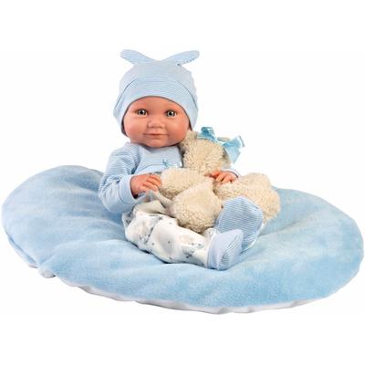 Babypuppe LLORENS "Nico mit Kissen, blau, 40cm" Puppen bunt Kinder Made in Europe