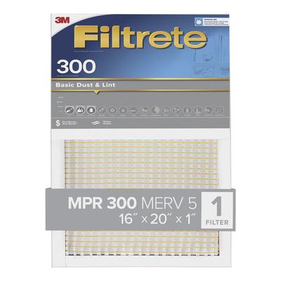 3M Filtrete 16" x 20" x 1" MPR 300 Basic Dust and Lint Air Filter 70006998010