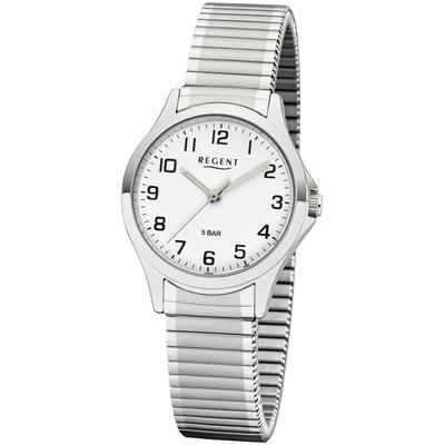 Quarzuhr REGENT, silber (silberfarben, weiß), Armbanduhren, Damen, Armbanduhr, Damenuhr, Flexband, Zugband, Edelstahlarmband Image