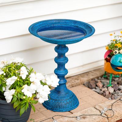 Backyard Beauty Metal Bird Bath - Blue Patina - 14.5 in