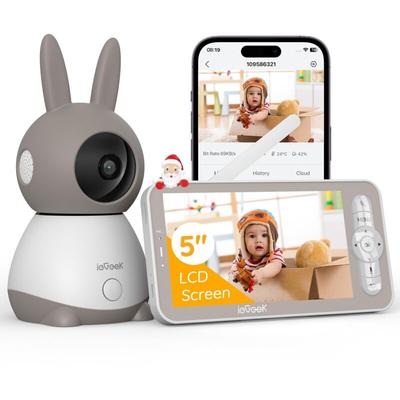 2K/3MP Überwachungskamera , 5 Zoll wlan Video babyfone ptz 355°, IR-Nachtsicht, Automatische