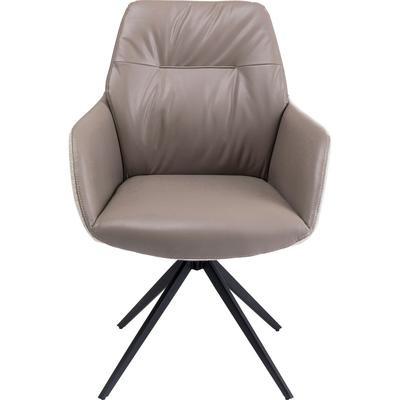 Drehbarer Stuhl in Leder-Optik mit Stahlgestell, grau und schwarz