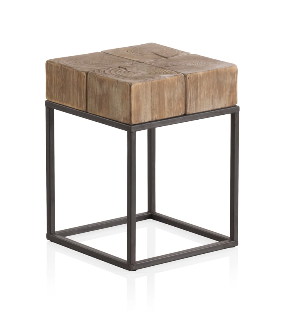 Tabouret en bois avec pieds en métal