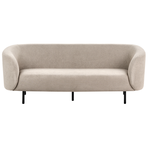 Sofa Taupe Stoffbezug 3-Sitzer mit Armlehnen Metallgestell in Schwarz Glamouröser Edler Stil Wohnzimmer Salon Esszimmer Flur