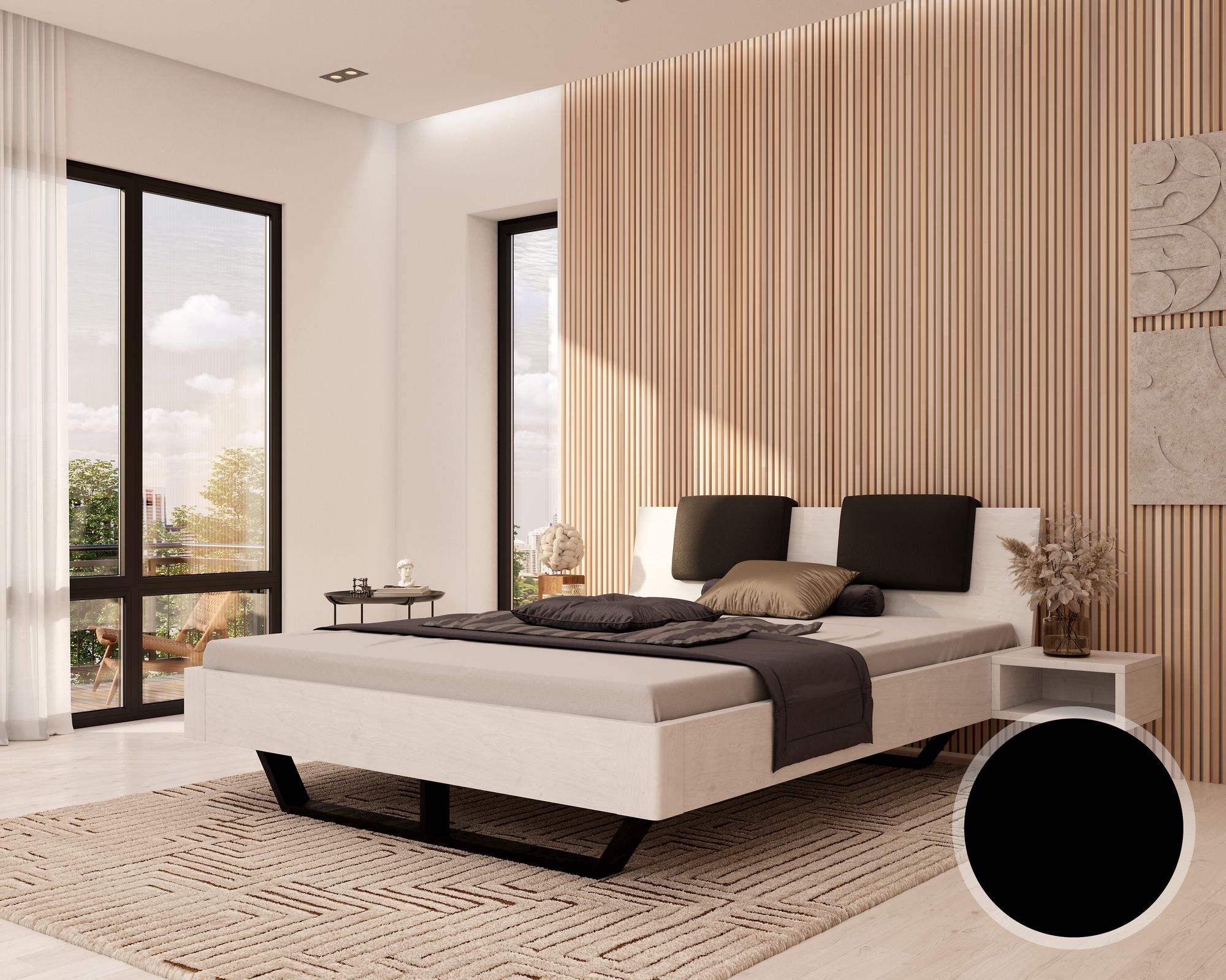 BlackWood »Dolce Vita II WHITE-EDITION« Massivholzbett 140x200 cm / weiss / mit Kissen 2er-Set