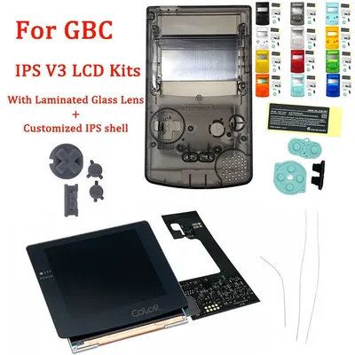 Gray Color IPS V3 Pre Laminated LCD Screen Kits With Housing Shell for GBC Highlight IPS Screen LCD