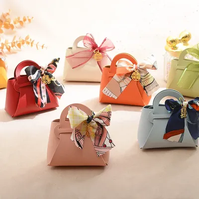 Mini Leather Gift Box with Scarf, Wedding Party, Easter Decoration, Baby Shower, Eid Candy,