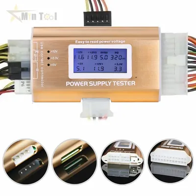 Digital LCD Power Supply Tester for PC 20/24 Pin 4 PSU ATX BTX ITX SATA HDD Interface for Battery