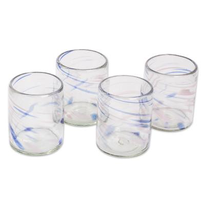 Cirrus,'Artisan Crafted Blown Glass Tumblers (Set of 4)'