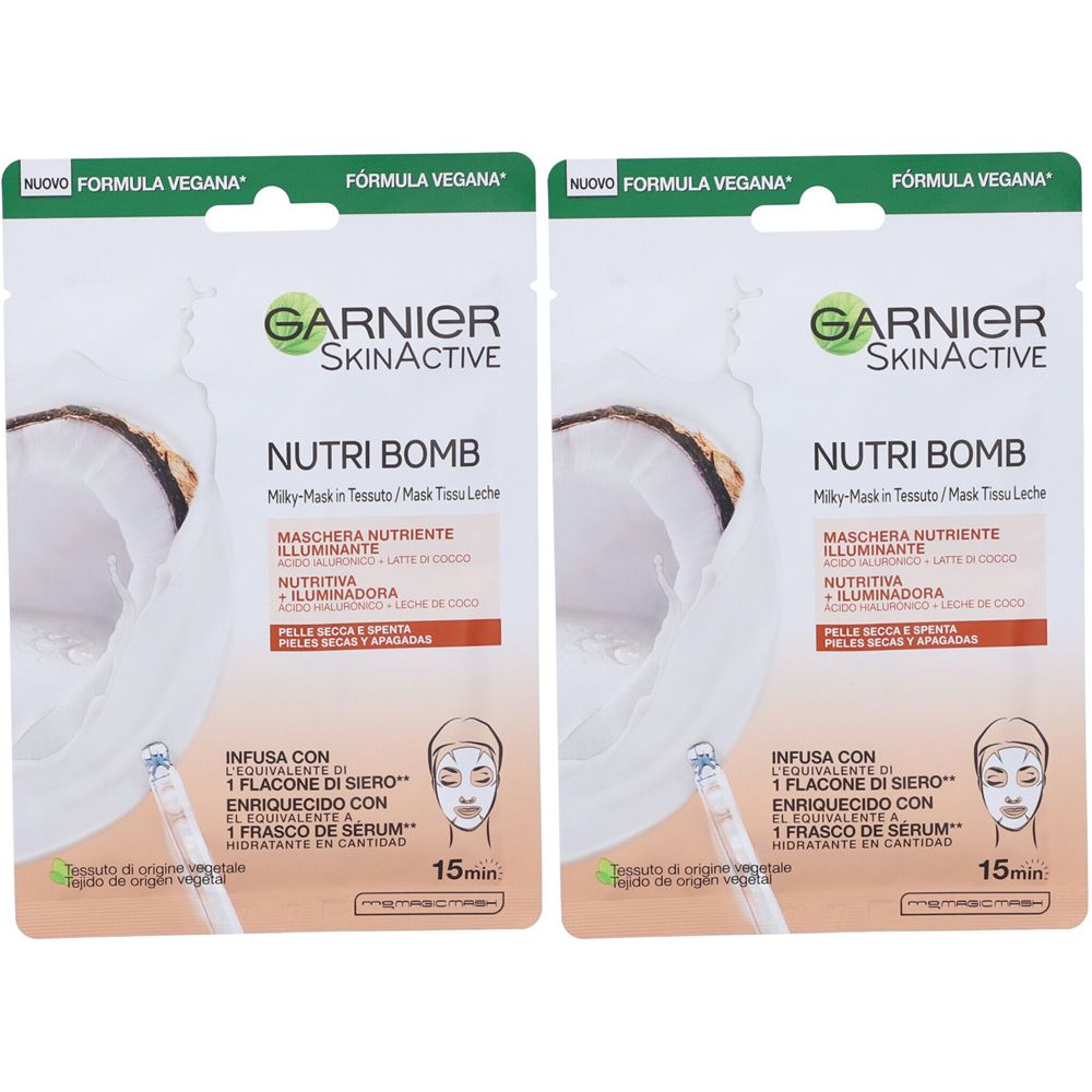 Garnier Maschera Viso in Tessuto Nutriente Illuminante NutriBomb Latte