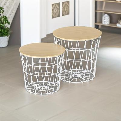 End Tables Set of 2, Nesting Tables with Storage,Removable Top