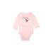 Just One You Made by Carter's Long Sleeve Onesie: Pink Hearts Bottoms - Size 6 Month