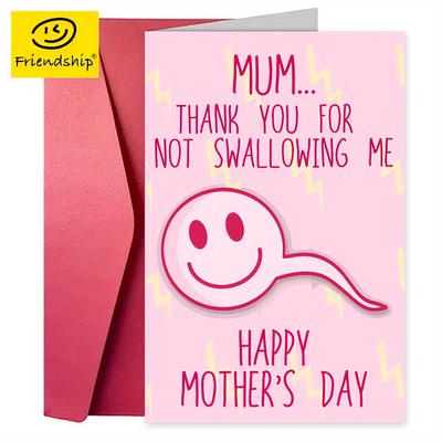 TEMU 1pc Funny Creative Mother's Day Greeting Card, Mom Thank You For Not Swallowing Me Mother's Day Greeting Card Eid Al-adha Mubarak