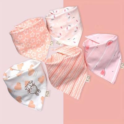 5pcs Triangle Bibs Made Of Pure Cotton, Double-lay...