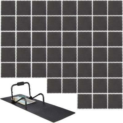 48 Bodenschutzmatten 60x60cm, 18m², Unterlegmatte Fitnessgeräte, Stärke 1cm, erweiterbar, Lärm- & Image