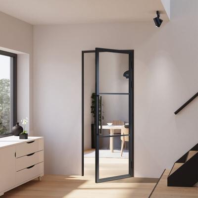 Schulte - Glastür Komplettset mit Beschlag Loftstil 930 x 2315 mm din Rechts - Griffstange Drehtür Image
