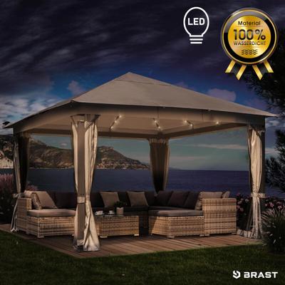 Brast - Pavillon Aluminium Infinity 3x4m Hellgrau inkl. Moskitonetz + LEDs wasserdicht stabil Image