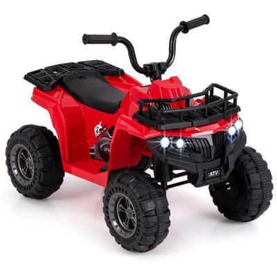 Costway 6V Kids Ride On Electric ATV with LED Headlights and MP3 Player-Red